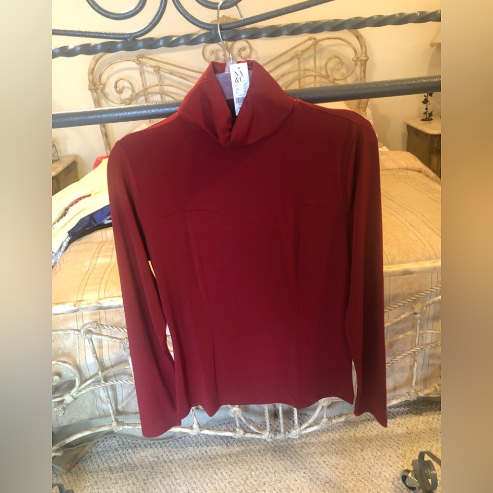 NY&C Women’s Red Turtleneck Long Sleeve Shirt.  Size M.  SALE!